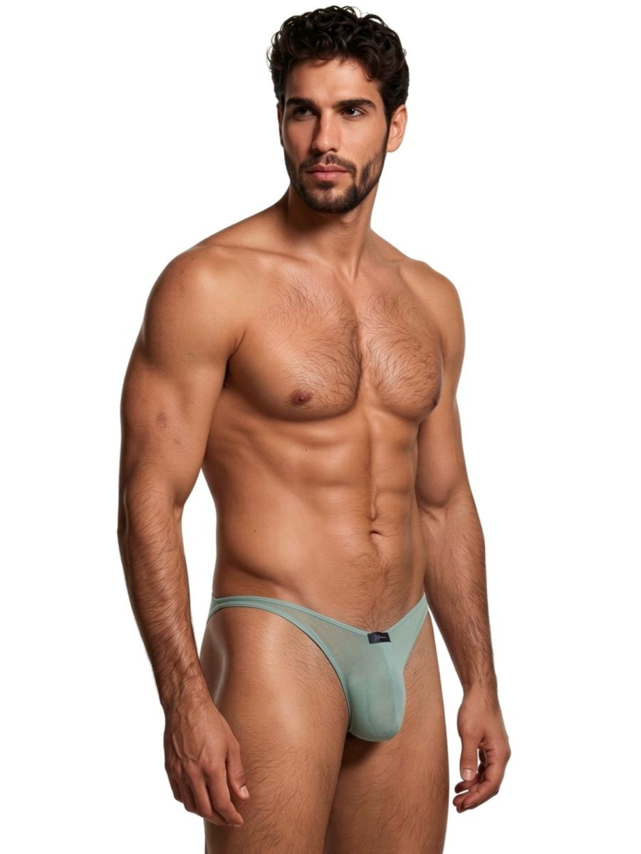 Xtremen 91264 Mens Microfiber See-through Mesh Bikini Brief Green