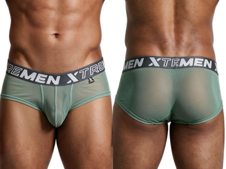 Xtremen 91279 Mens Microfiber Sheer Stretch Mesh Briefs Green