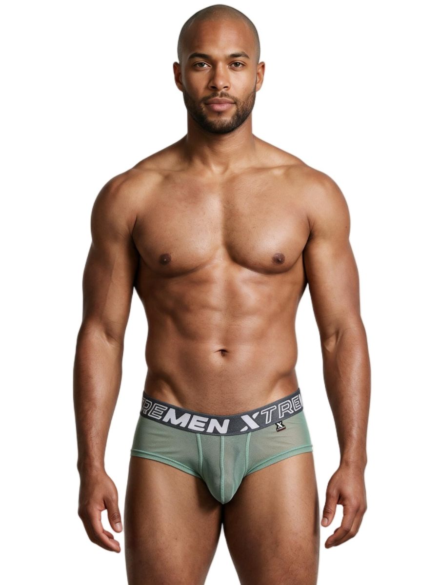 Xtremen 91279 Mens Microfiber Sheer Stretch Mesh Briefs Green