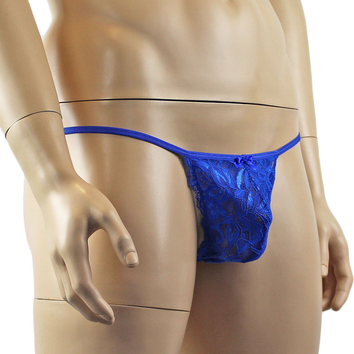 Mens Kristy Sexy Lace Pouch G string Panty Male Lingerie Blue