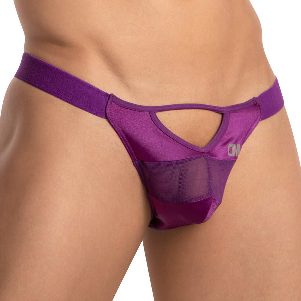 Cover Male CMI058 Open Breathable Sheer Strip Pouch Bikini for Men Purple