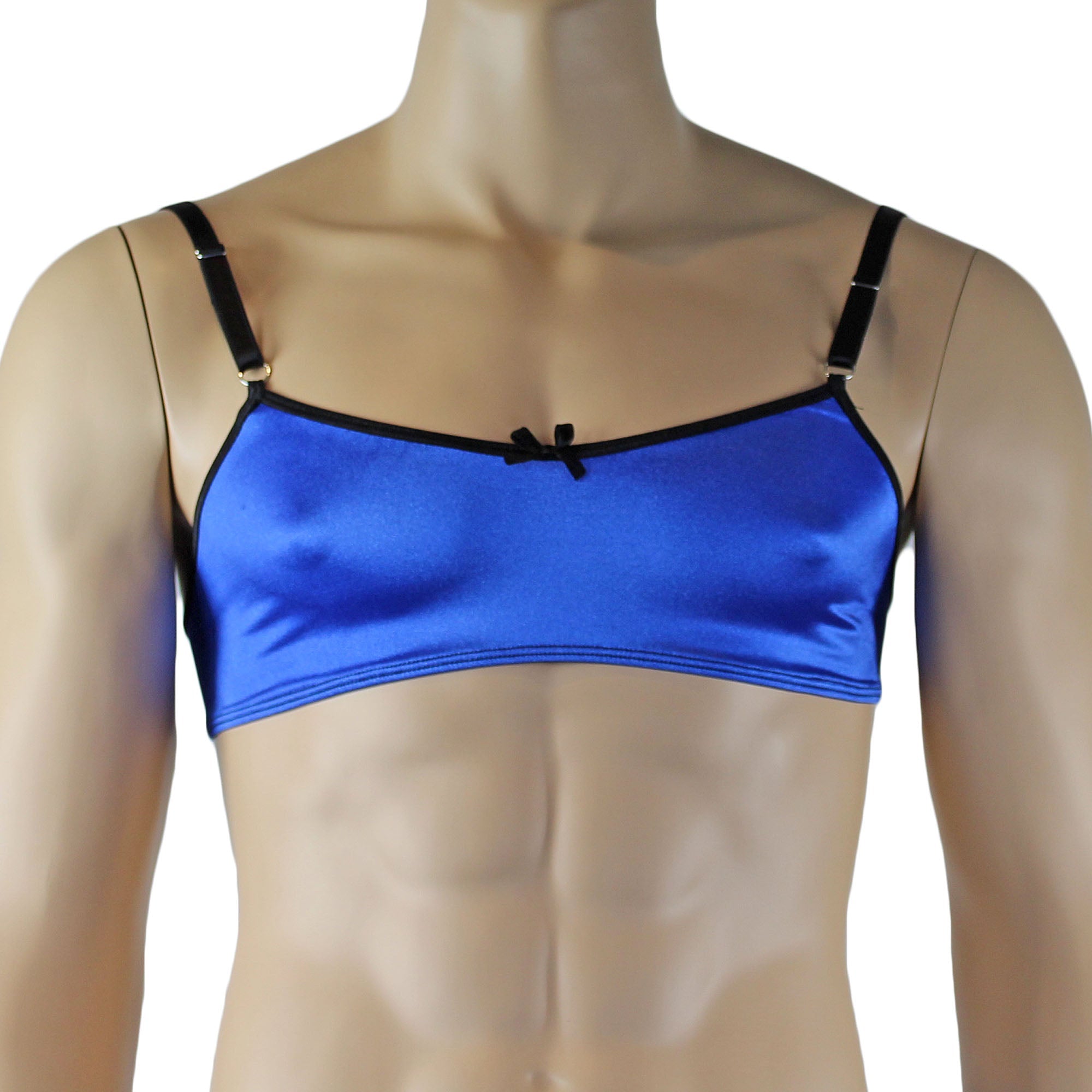 Mens Jenny Shiny Spandex Bra Top, G string and Garterbelt Multi Set Blue Orange Green