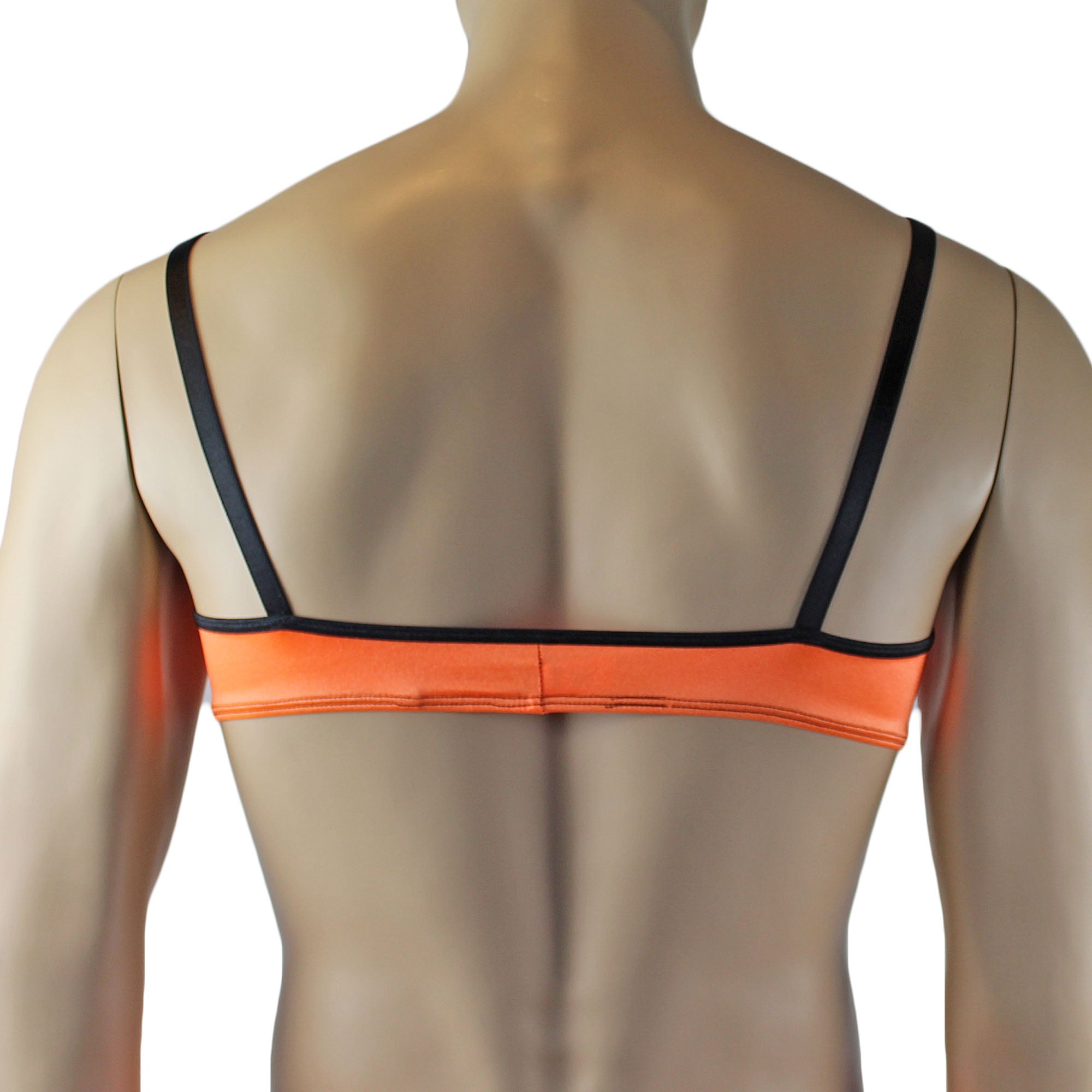 Mens Jenny Shiny Spandex Bra Top & G string Lingerie Orange