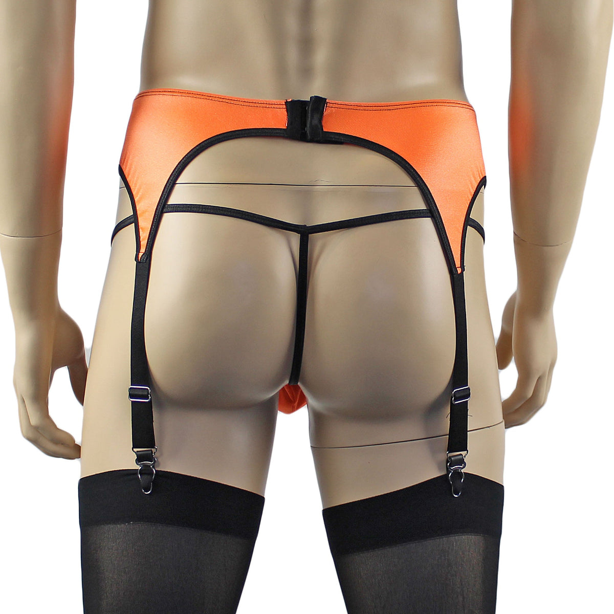 Mens Jenny Shiny Spandex Bra Top, G string and Garterbelt Multi Set Blue Orange Green