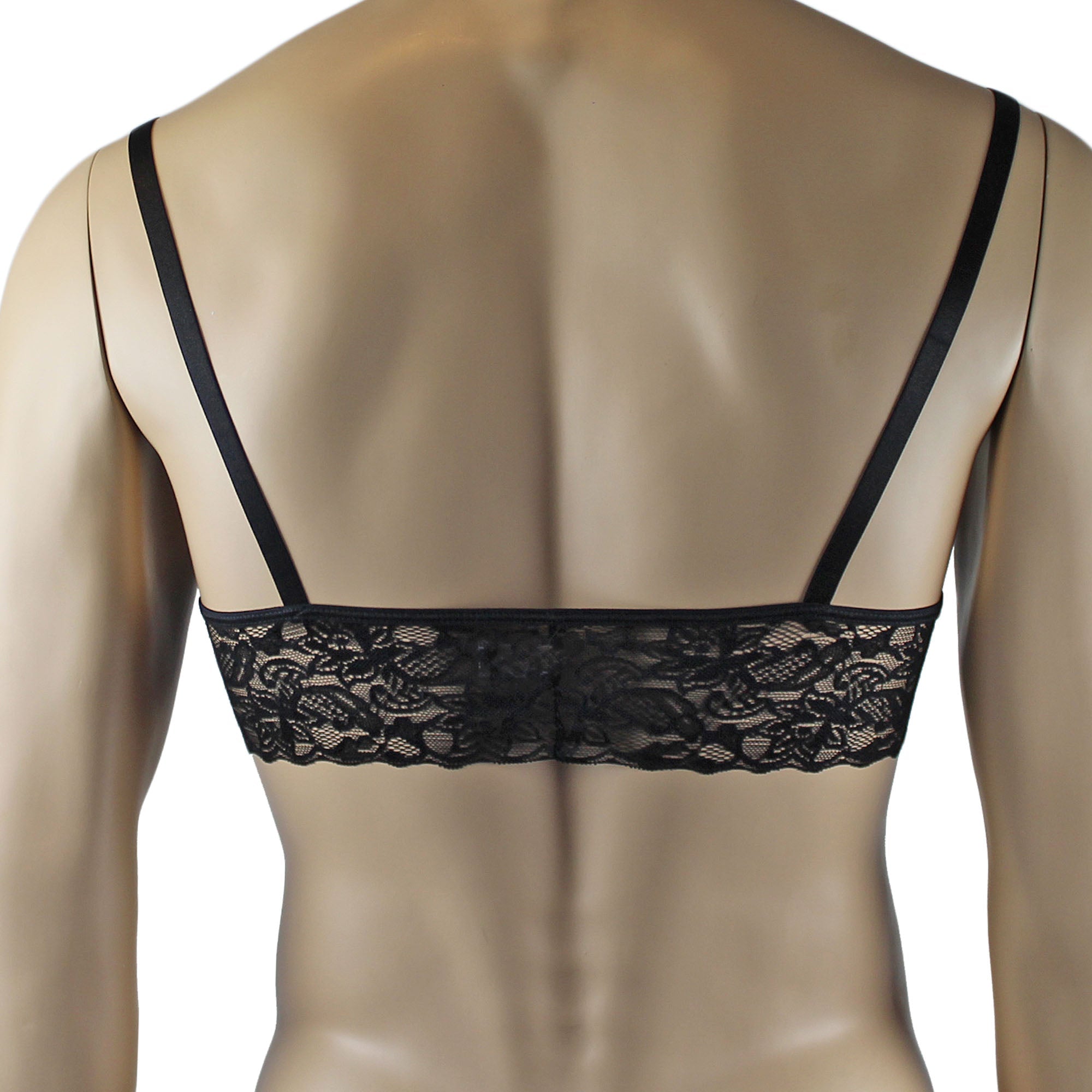 Mens Joanne Lace Bra Top Lingerie and Thong for Men Blue and Black Lace