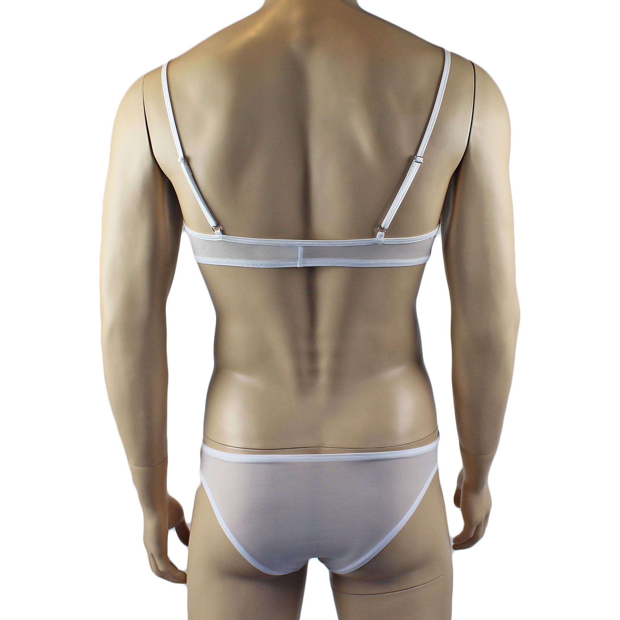 Mens Kristy Lace & Mesh Bra Top BR02L and Bikini Brief White