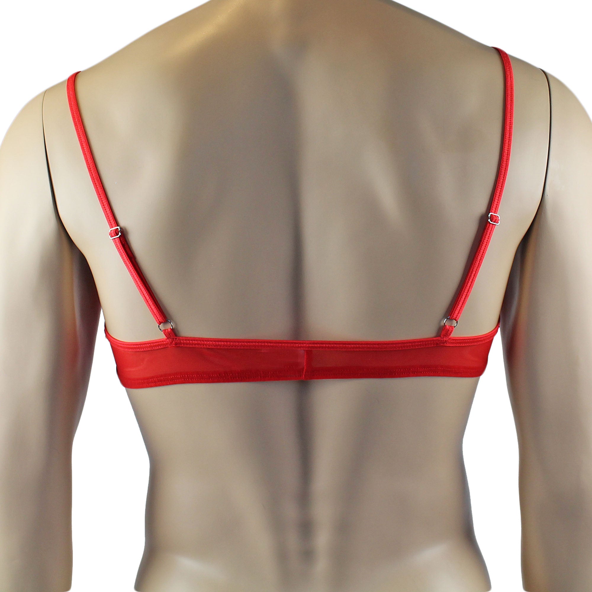 Mens Kristy Lace & Mesh Bra Top BR02L with thin Straps Red