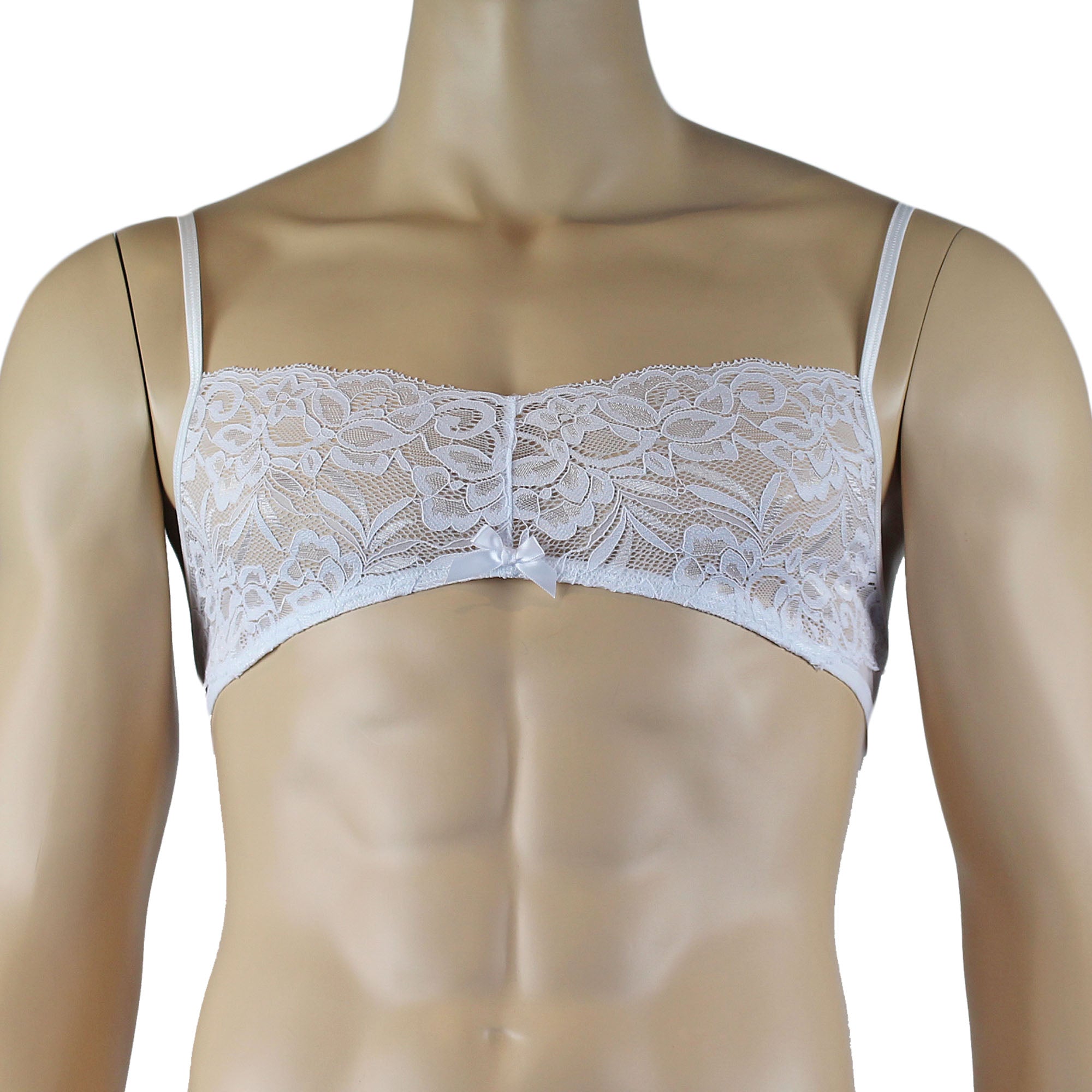 Mens Kristy Lace & Mesh Bra Top BR02L and Bikini Brief White