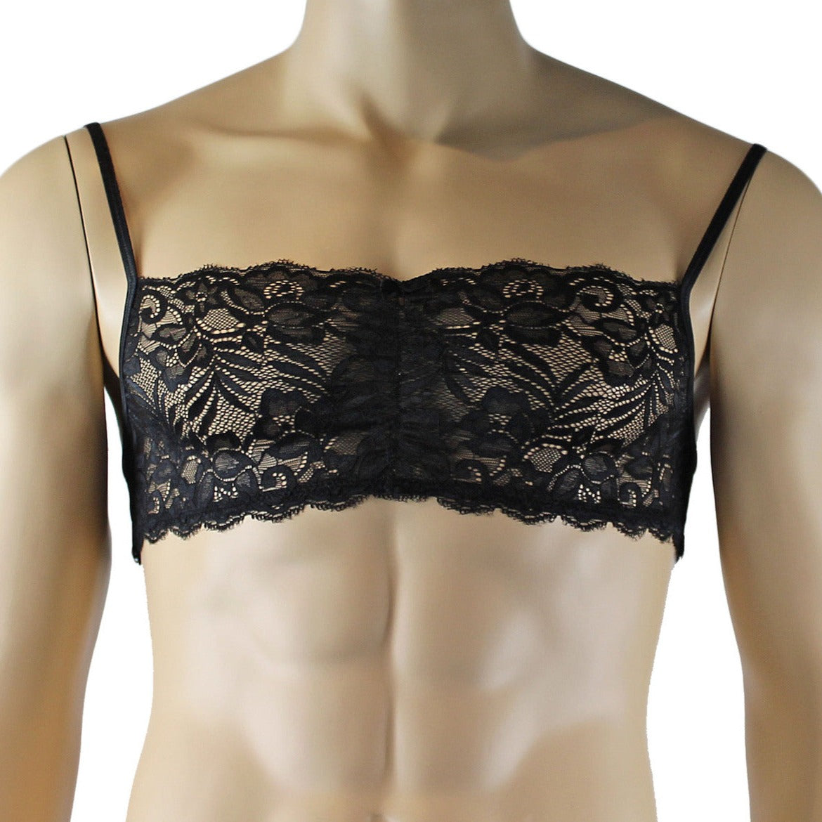 Mens Kristy Lingerie Lace Bra Top BR04 with thin Straps Black