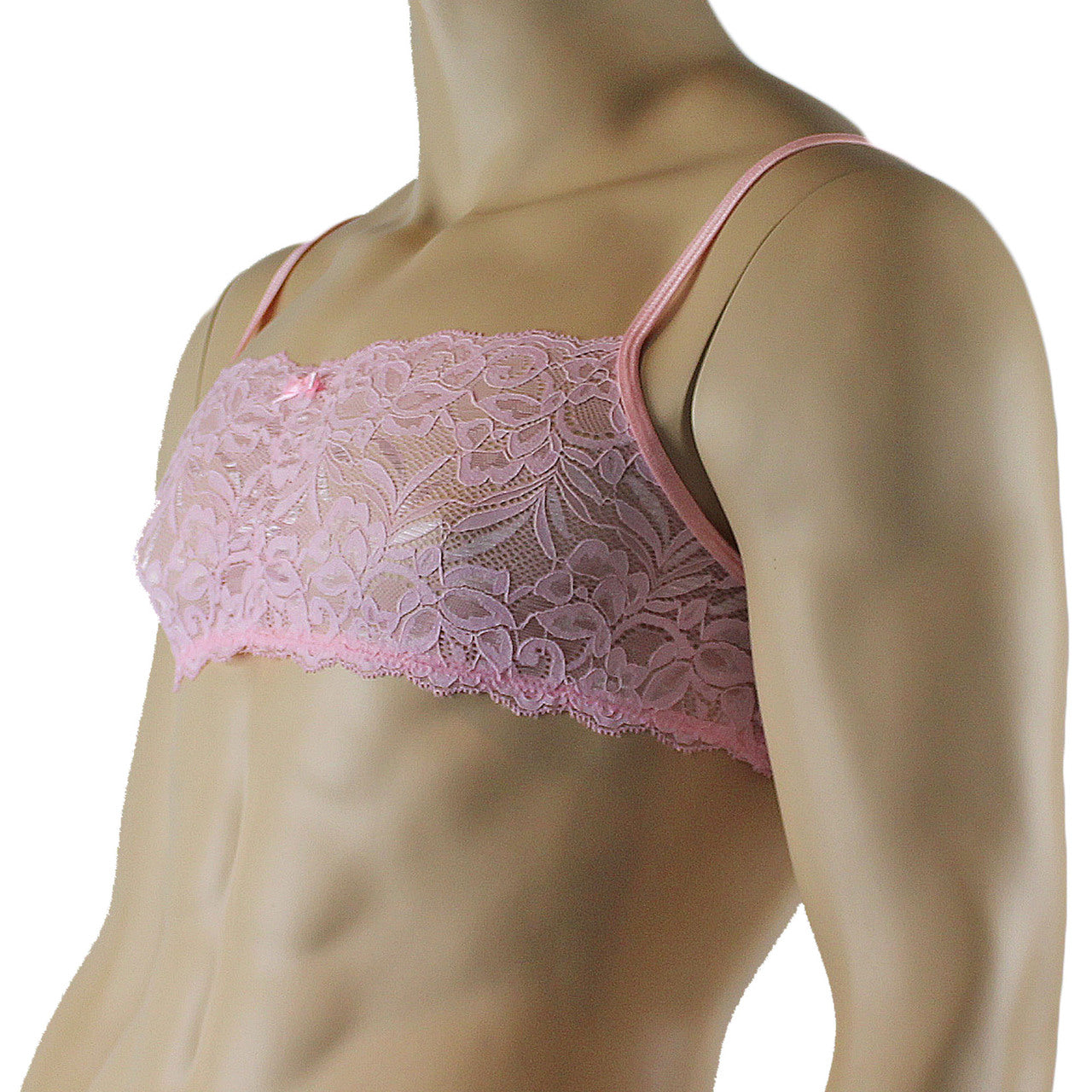 Mens Kristy Lingerie Lace Bra Top BR04G with thin Straps Light Pink