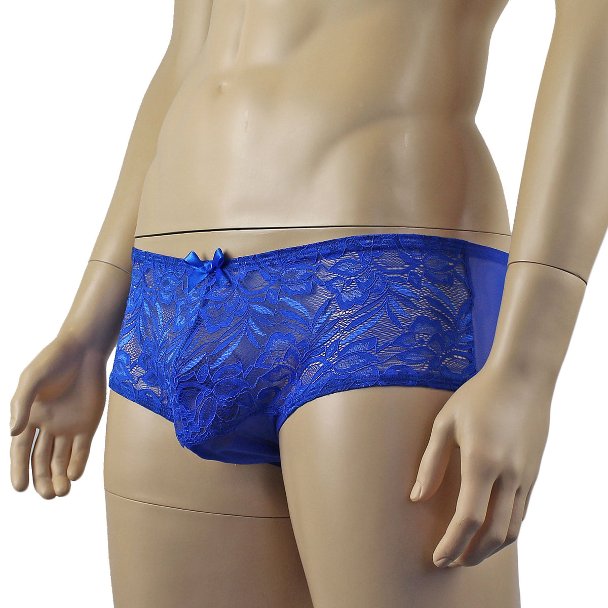 Mens Kristy Lingerie Sexy Lace and Mesh Panty Brief Blue