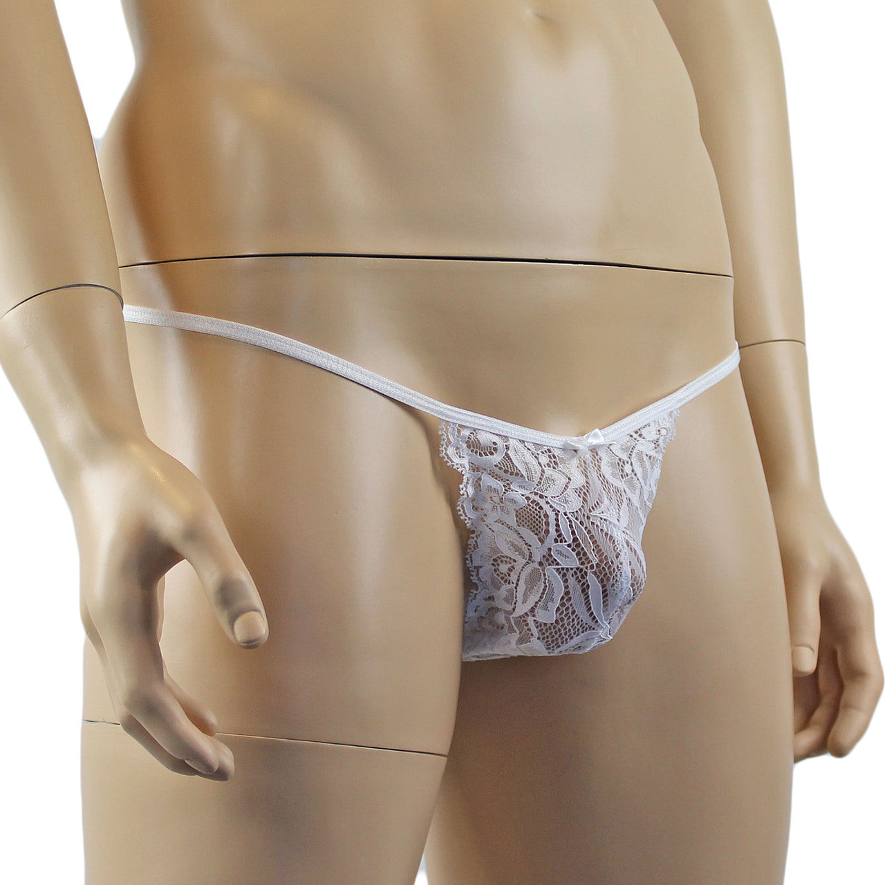 Mens Kristy Sexy Lace Bikini Brief, Male Panties White
