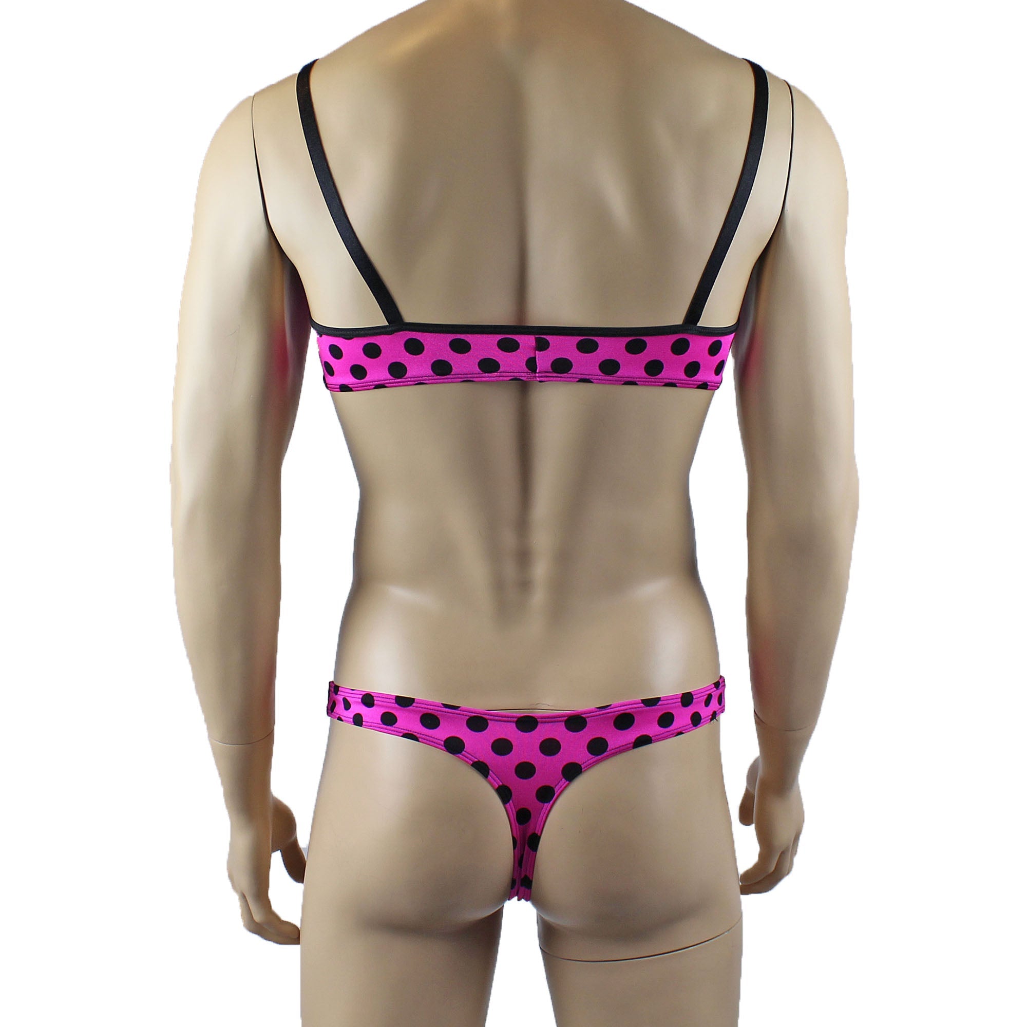 Mens Polka Dot Crop Top Bra & G string Thong