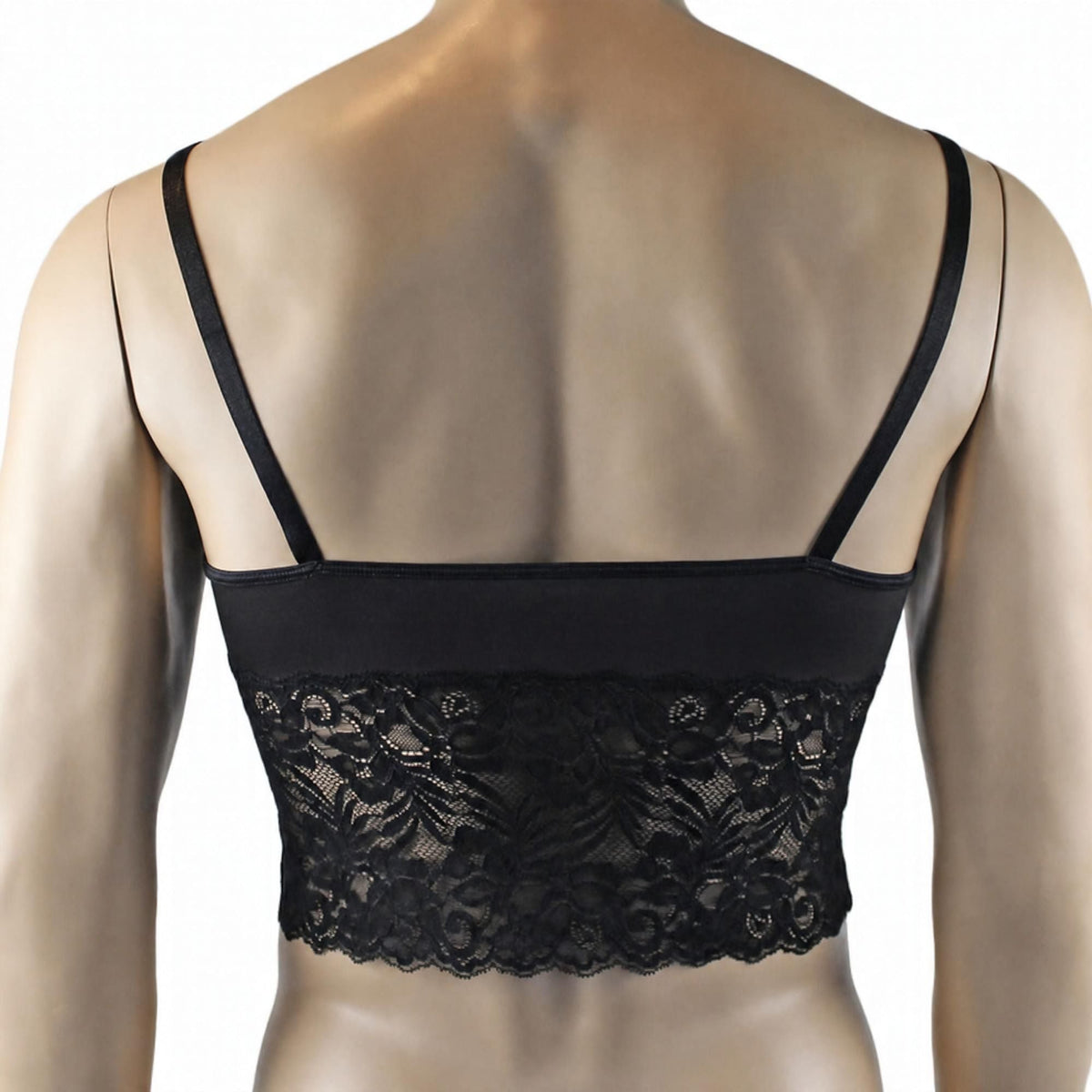 Mens Risque Camisole Top Boxer Briefs Neon Black & Black Lace