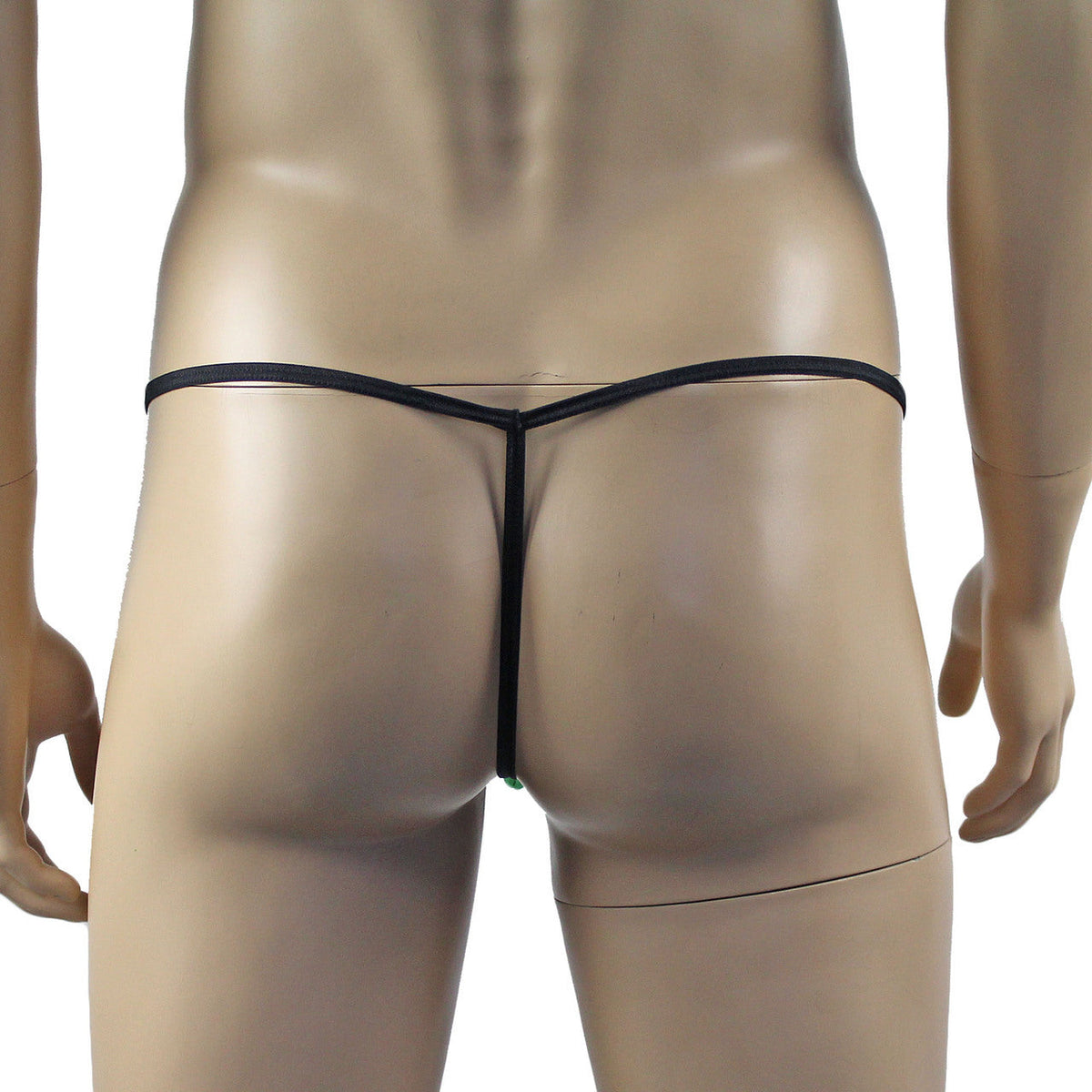 Mens Risque Stretch Spandex Pouch G string with Bow Black