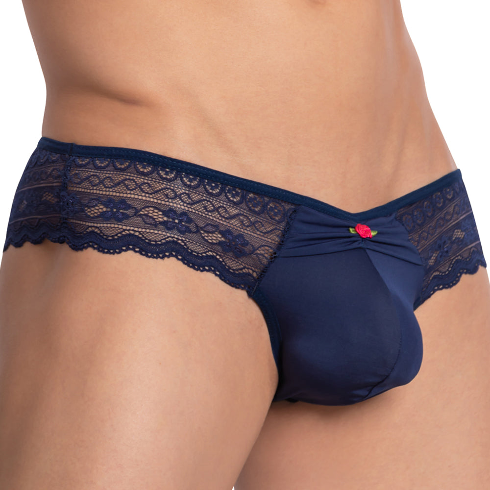 JCSTK - Secret Male SMI064 Mens Sissy Sheer Sides Bikini Lingerie Navy