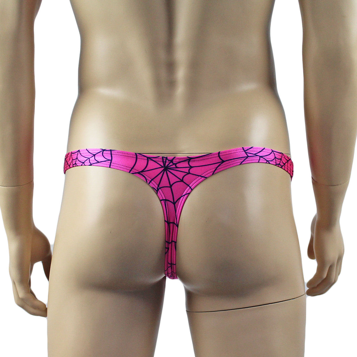 Mens Spider Web Bra Top & Mini Thong Pink
