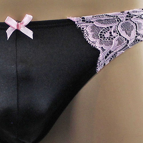 Mens Isabel Panty Stretch Spandex & Lace Thong with Sexy Back (white & pink lace plus other colours)