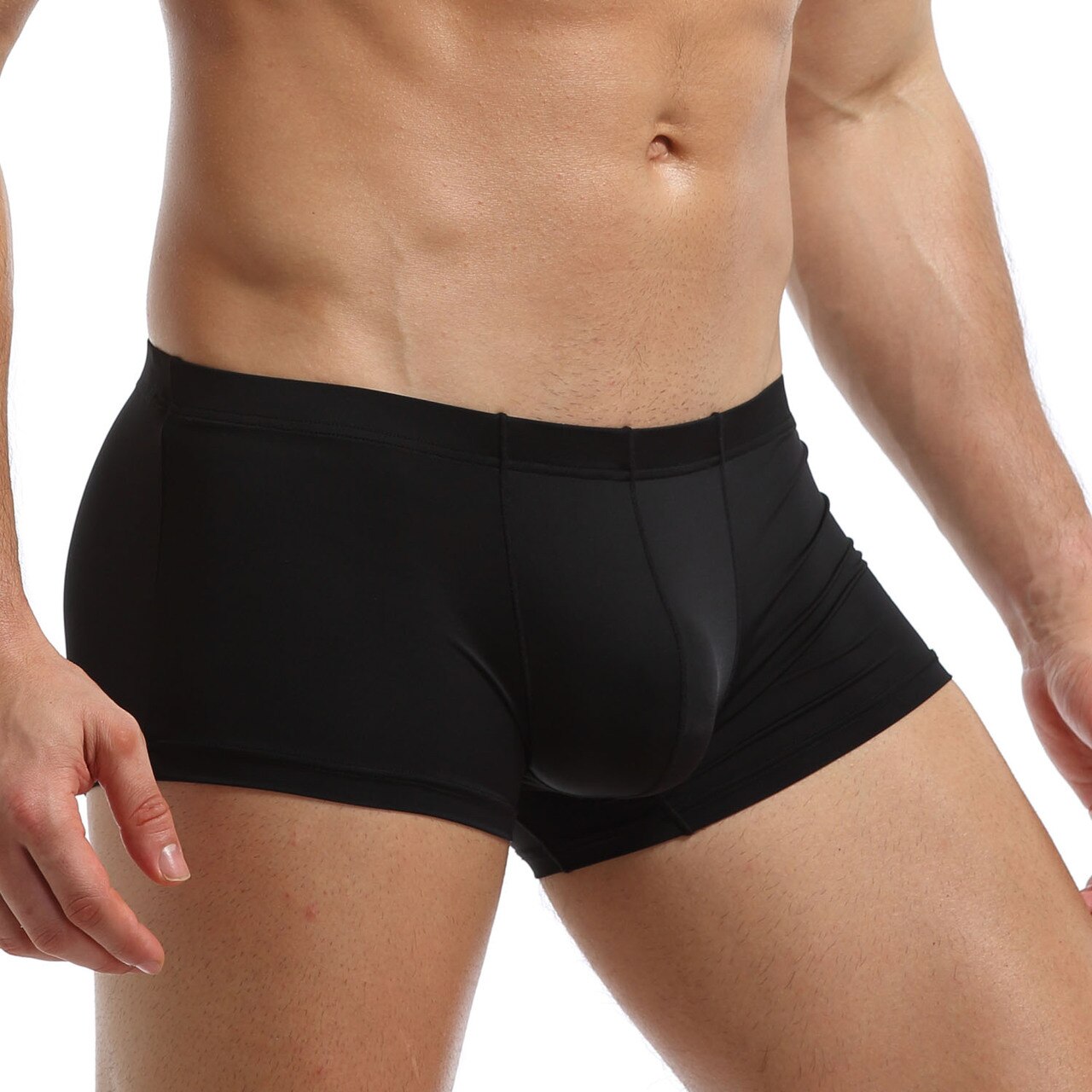 Mens Polymide Comfortable & Light Boxer Briefs Black