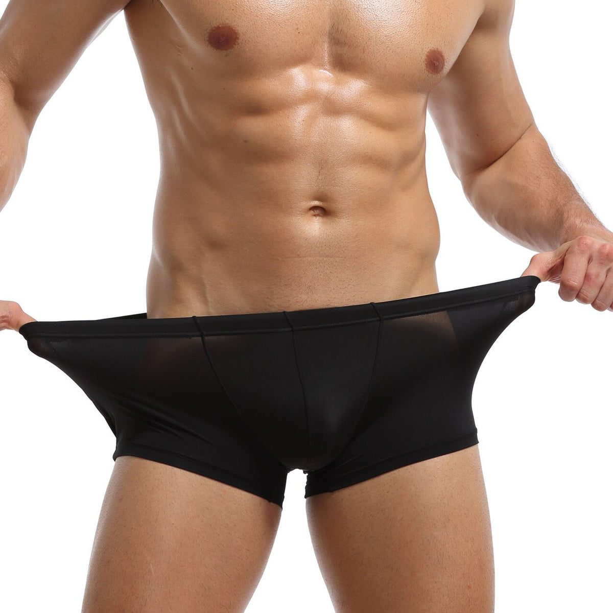 Mens Polymide Comfortable & Light Boxer Briefs Black