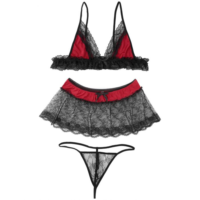 Sissy Lingerie Men Sleepwear Bra Top, G string and See-through Mini Sk Sissy Lingerie Men Sleepwear Bra Top, G string and See-through Mini Sk