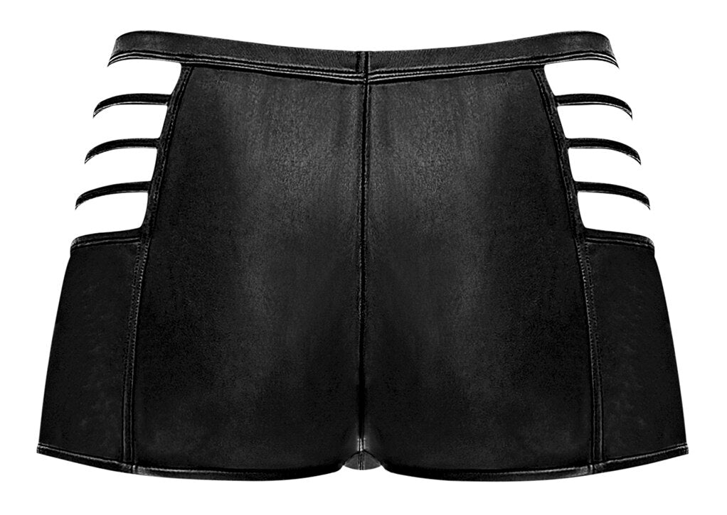 Mens Male Power Matt Wetlook Shorts with Strapped Cutouts Black