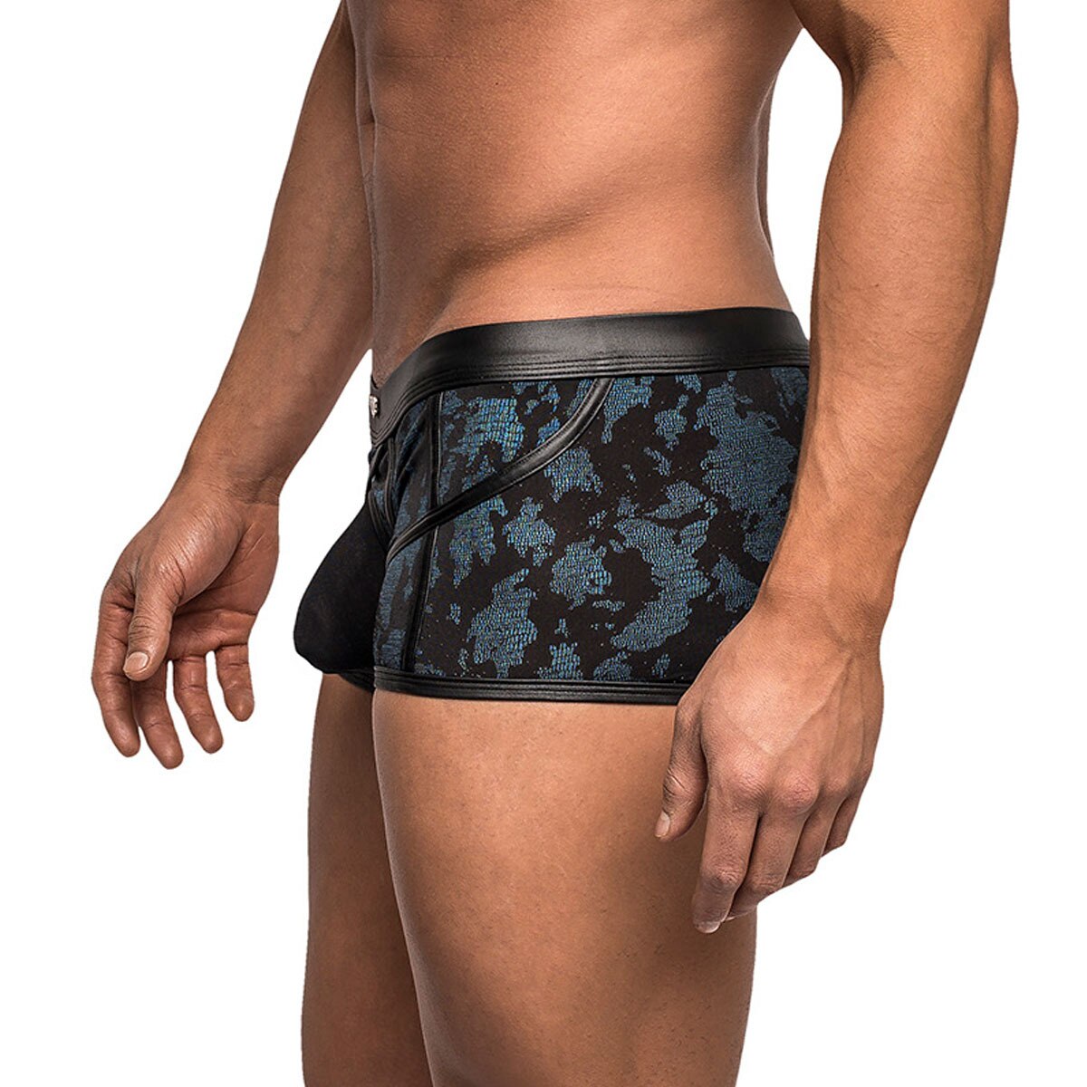 Mens Strapped and Bound Strappy Boxer Shorts Blue and Black