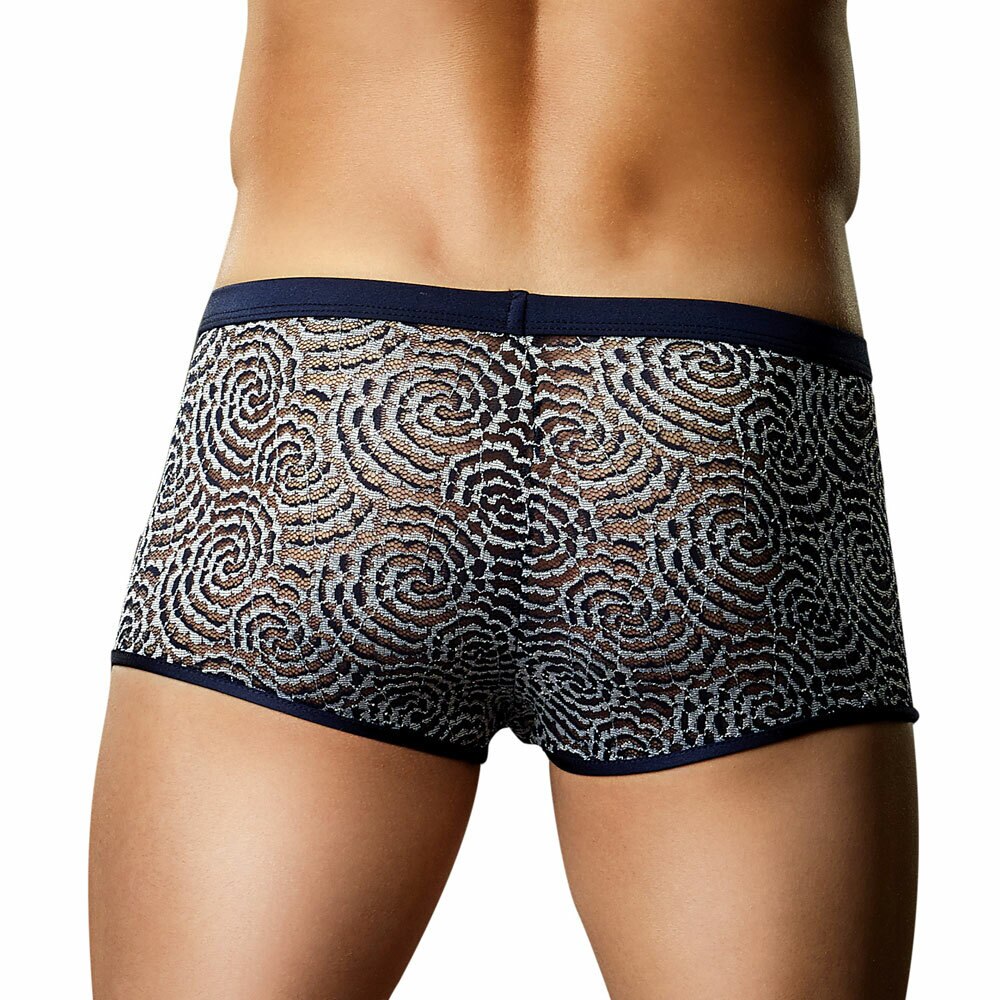 Navy and Silver Swirl Lace Boxer Shorts