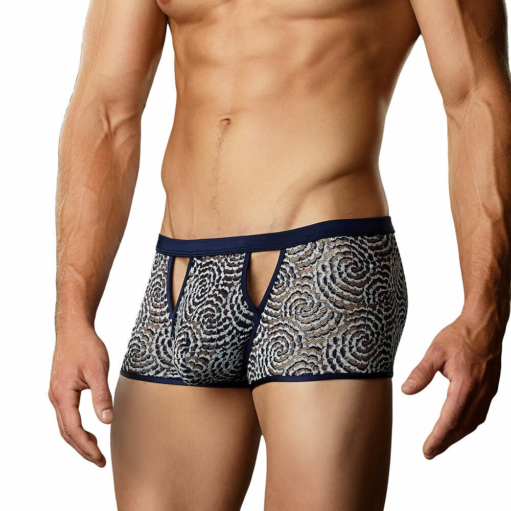 Navy and Silver Swirl Lace Boxer Shorts