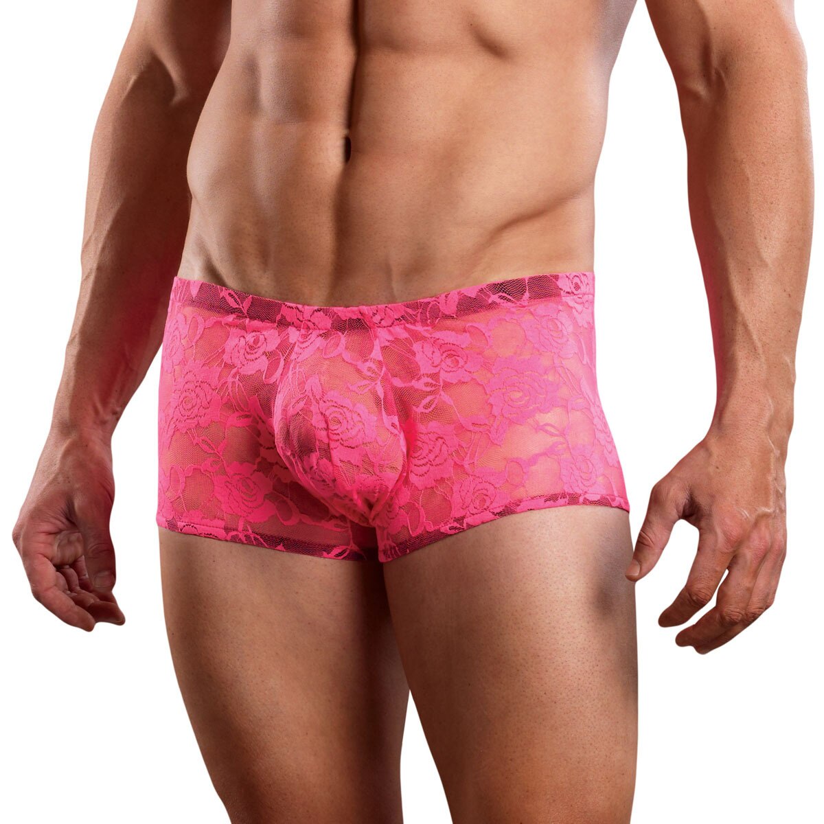 SALE - Mens Stretch Lace Boxer Brief Pink