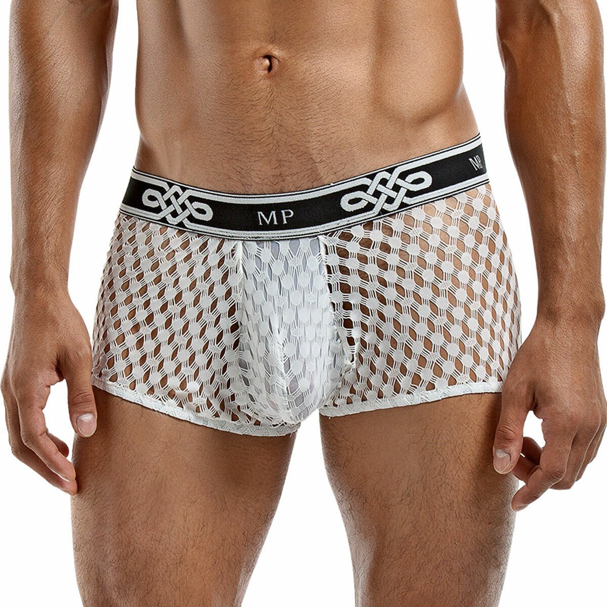 Mens Peep Show Mini Short White