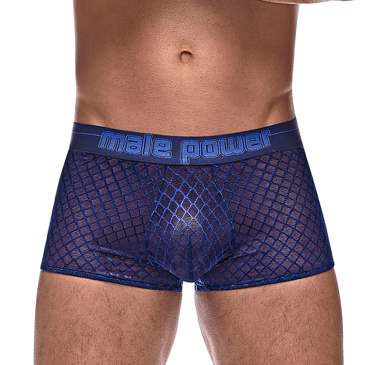 Mens Male Power Sheer Diamond Mesh Mini Shorts Navy