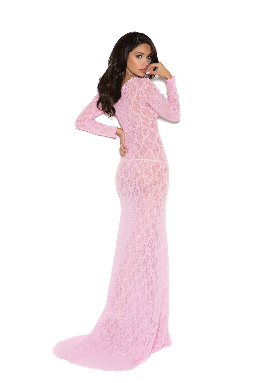 Full Length Long Sleeve Gown Pink