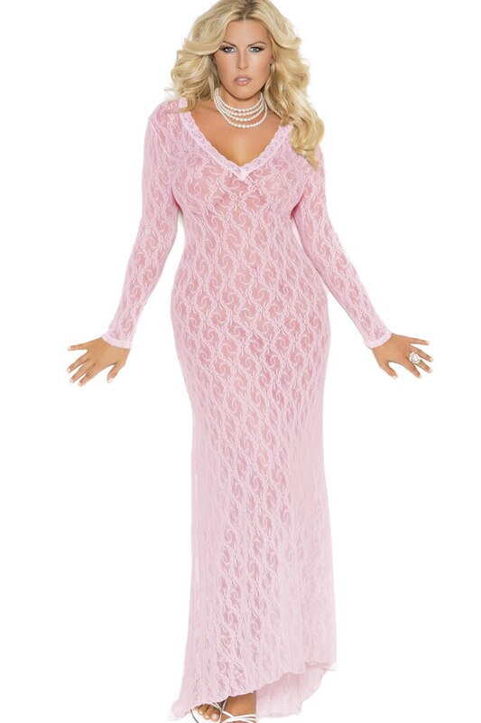 Full Length Long Sleeve Gown Pink