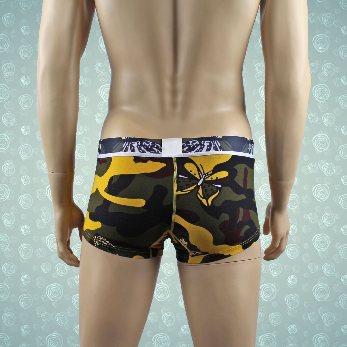 Mens Boxer Briefs with Elastic Waist Camouflage Butterfly