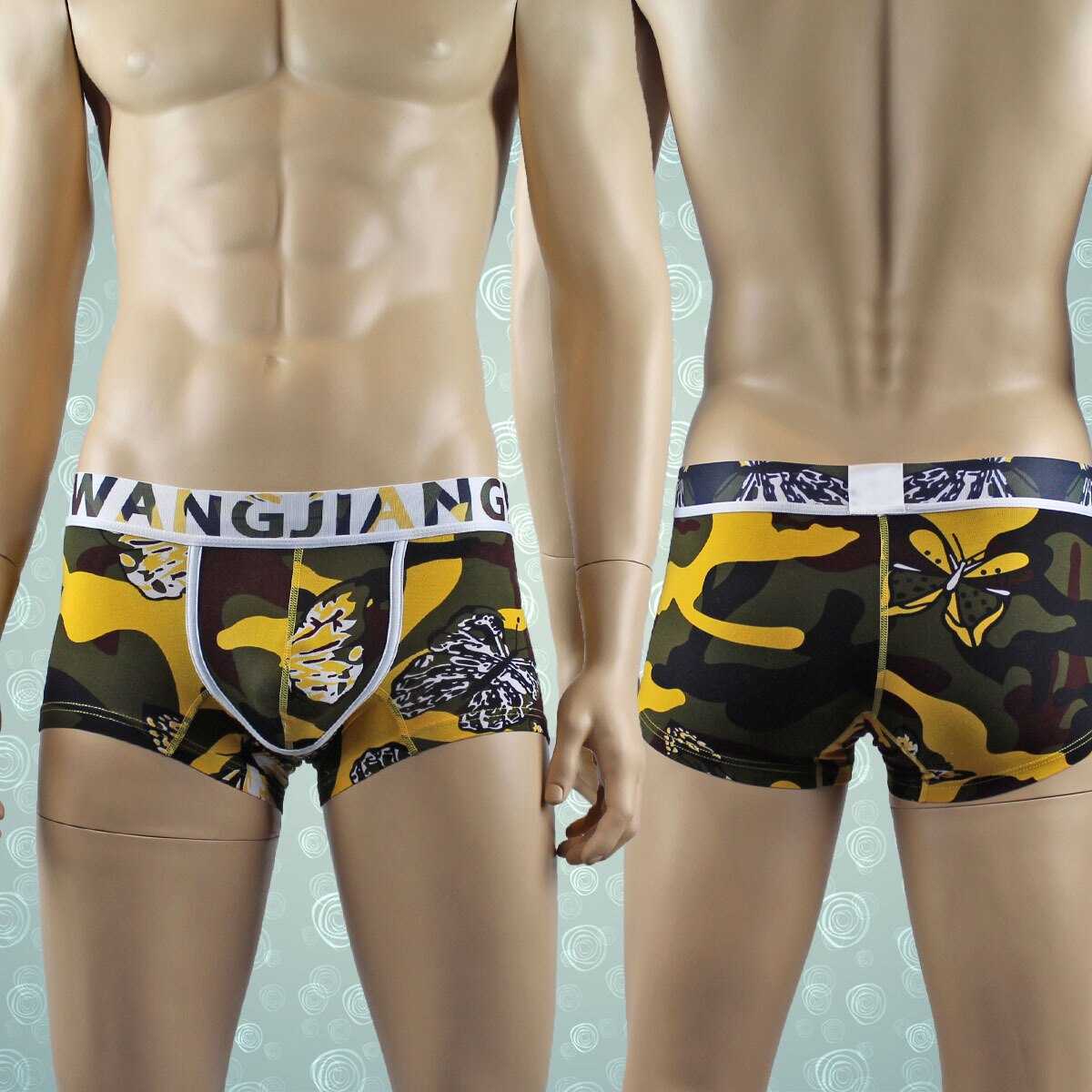 Mens Boxer Briefs with Elastic Waist Camouflage Butterfly