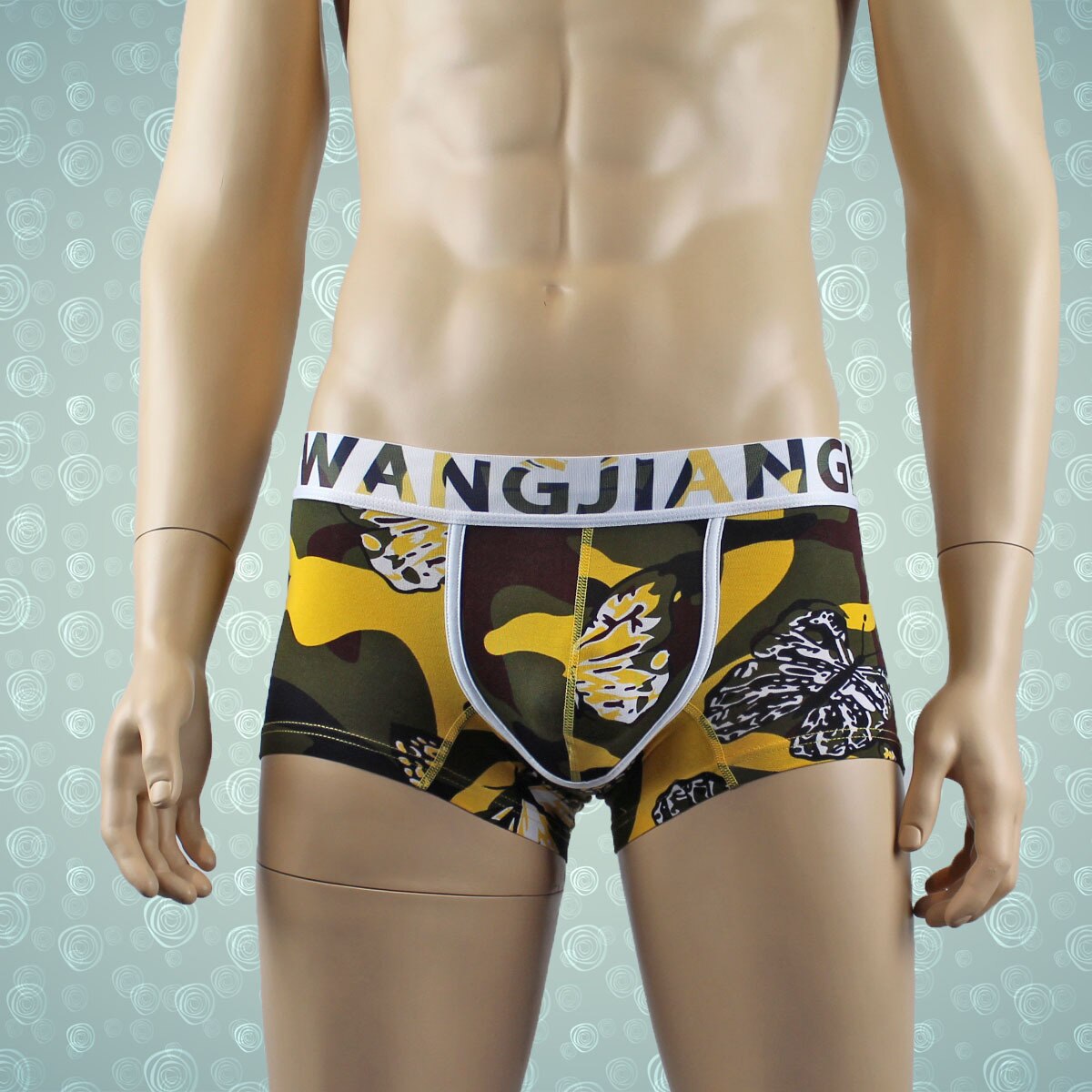 Mens Boxer Briefs with Elastic Waist Camouflage Butterfly