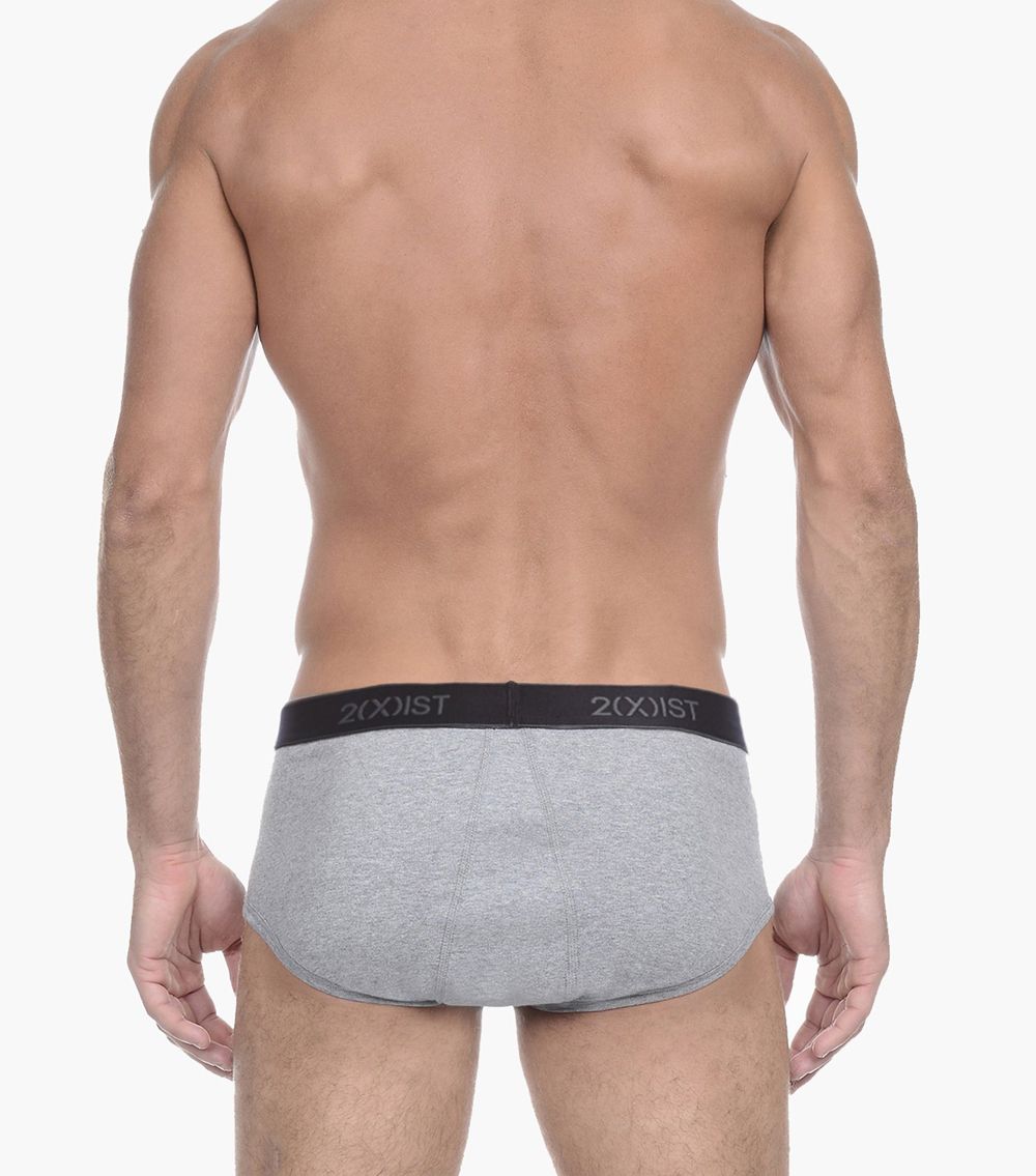2(X)IST 3102003903 Cotton 3PK Fly-Front Briefs Black Gray Charcoal