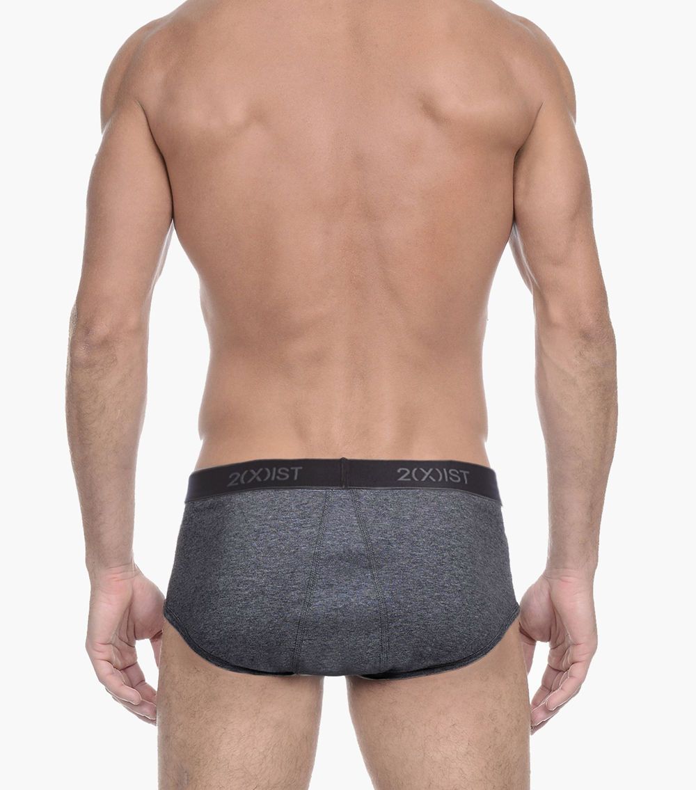 2(X)IST 3102003903 Cotton 3PK Fly-Front Briefs Black Gray Charcoal