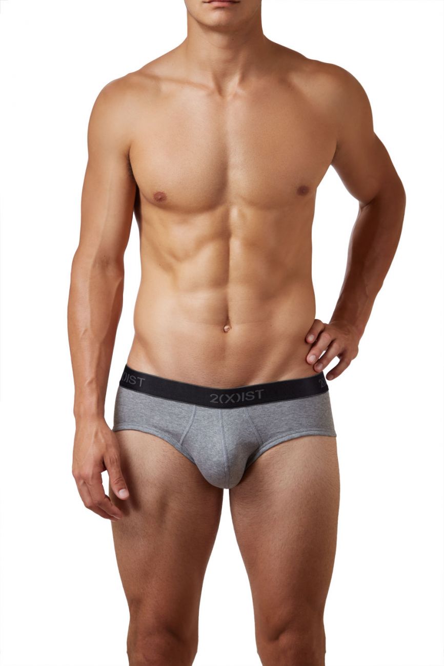 2(X)IST 3102030303 Cotton 3PK Contour Pouch Briefs Black Gray Charcoal