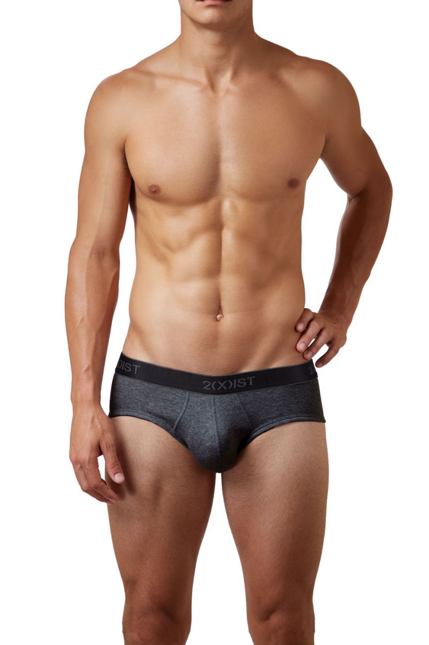 2(X)IST 3102030303 Cotton 3PK Contour Pouch Briefs Black Gray Charcoal