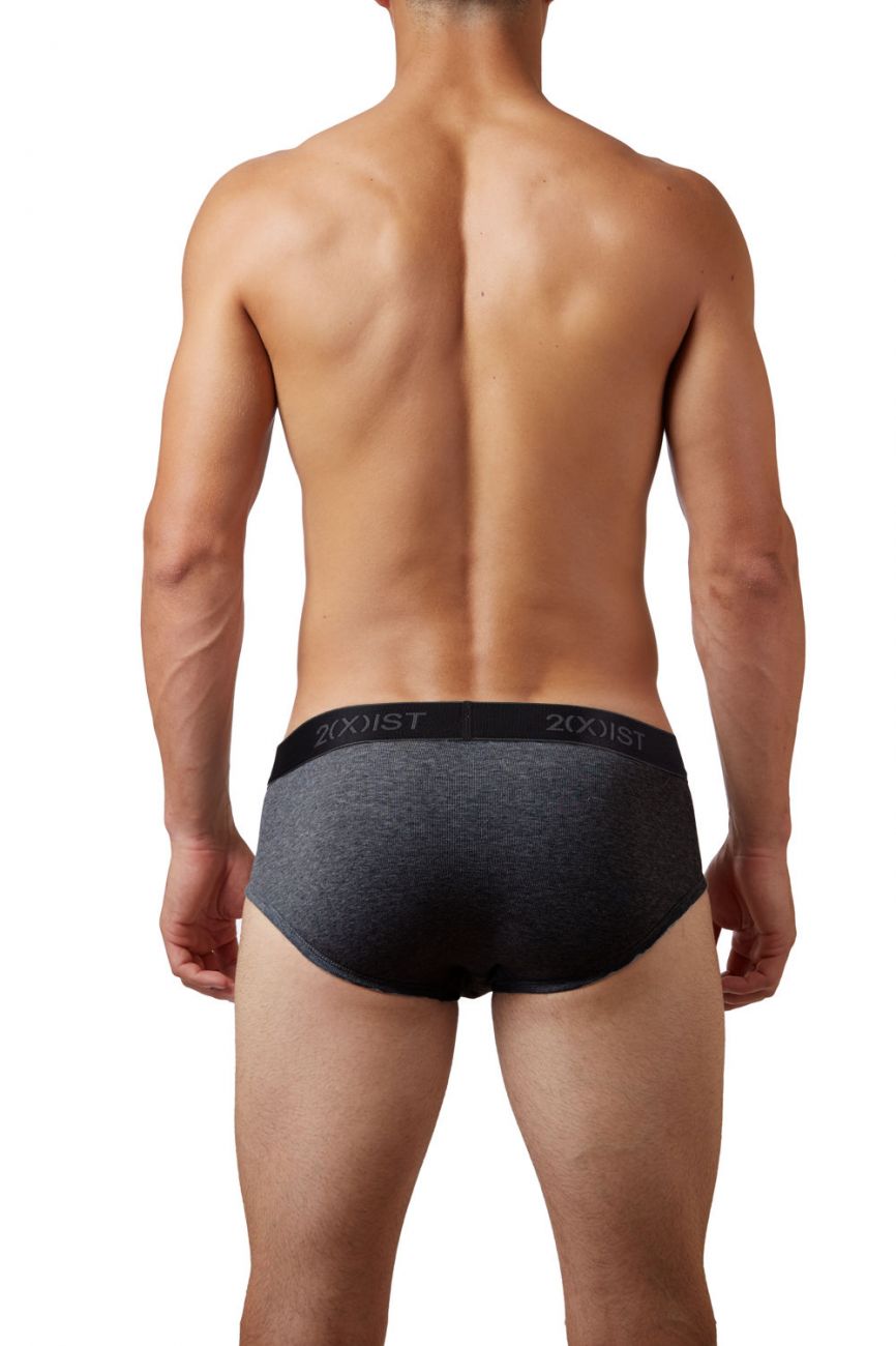 2(X)IST 3102030303 Cotton 3PK Contour Pouch Briefs Black Gray Charcoal