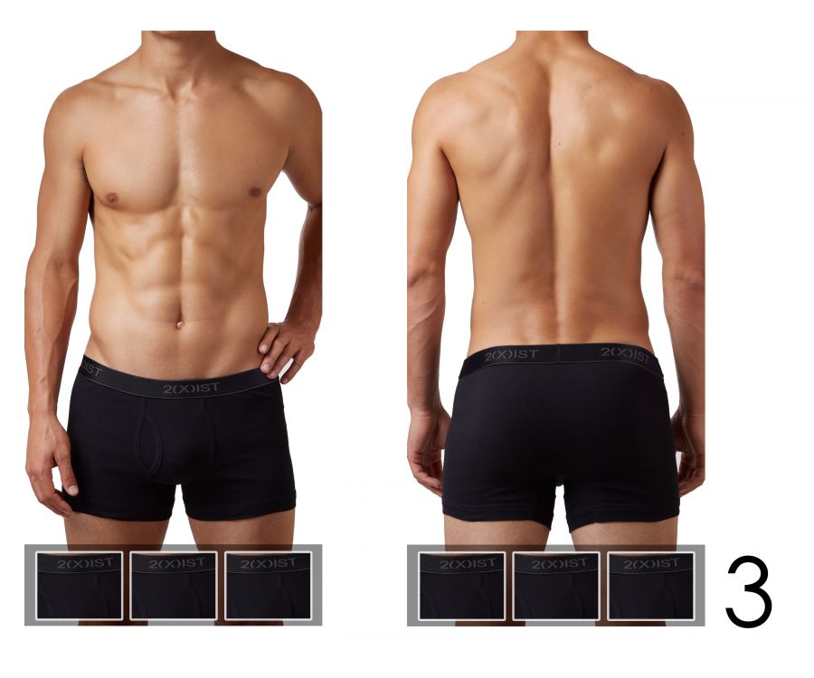 2(X)IST 3102030403 Cotton 3PK Boxer Briefs Black