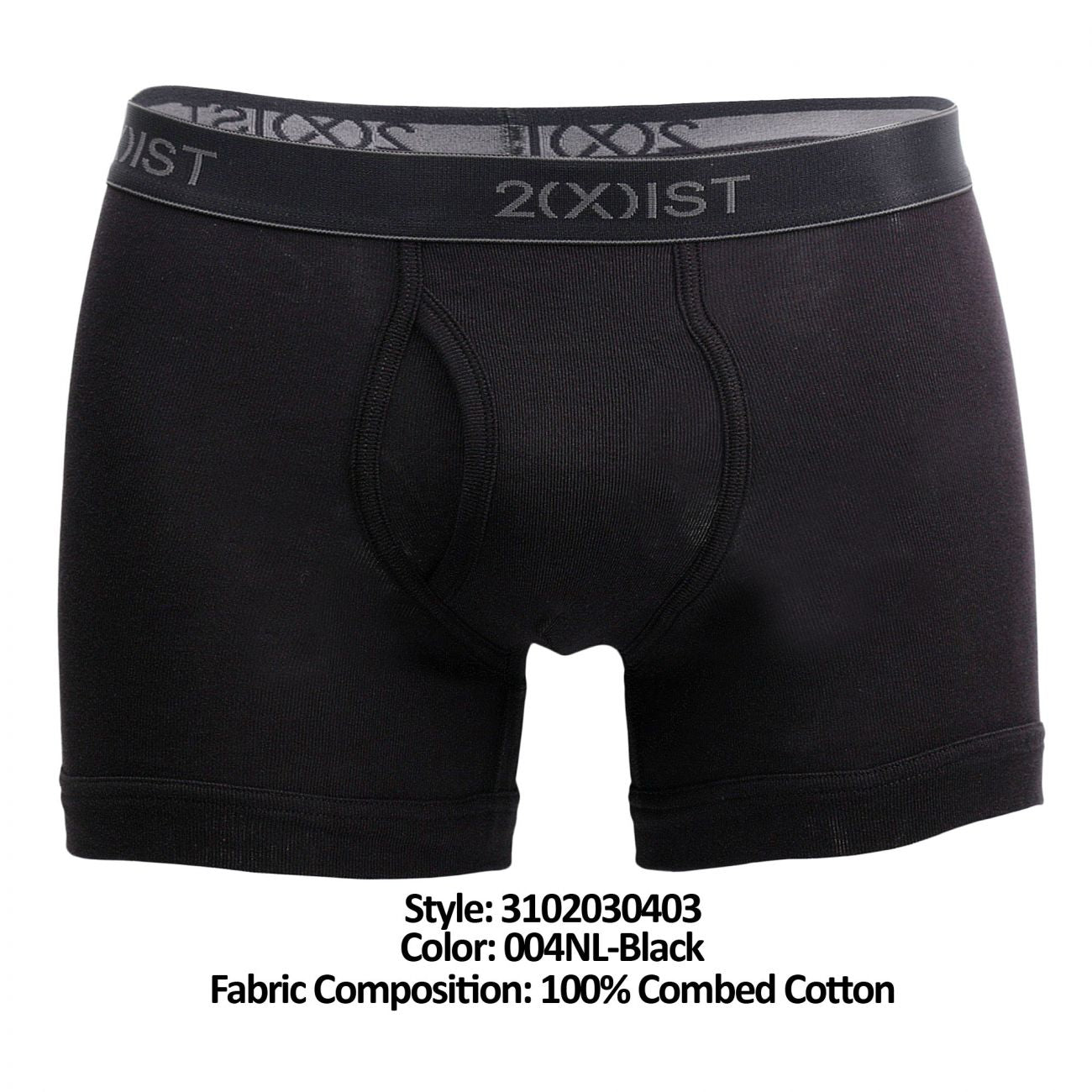 2(X)IST 3102030403 Cotton 3PK Boxer Briefs Black