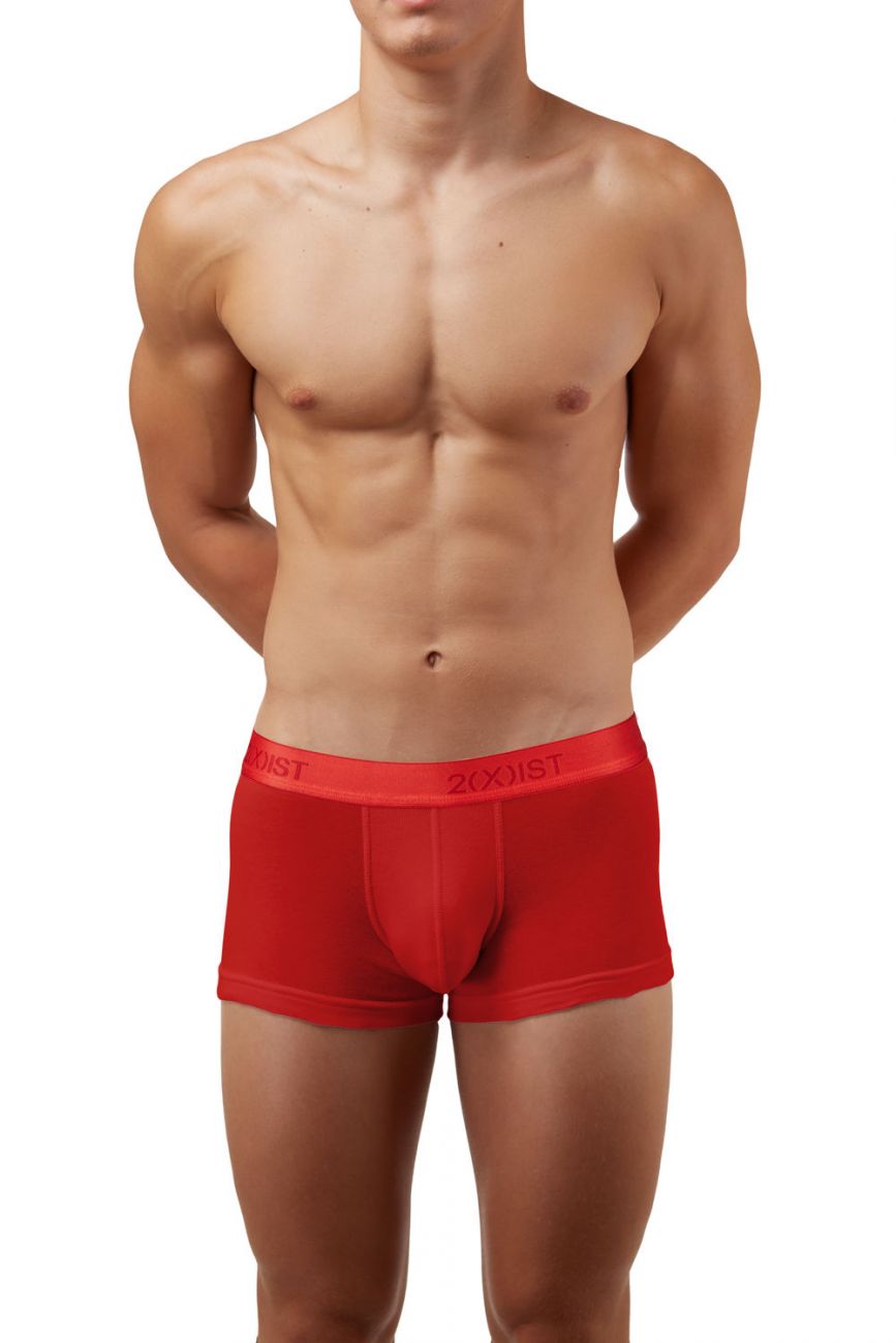 2(X)IST 3102033303 Cotton 3PK No-Show Trunks Black Charcoal Red