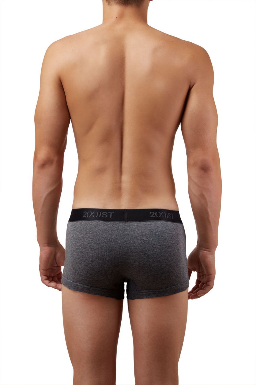 2(X)IST 3102033303 Cotton 3PK No-Show Trunks Black Charcoal Red