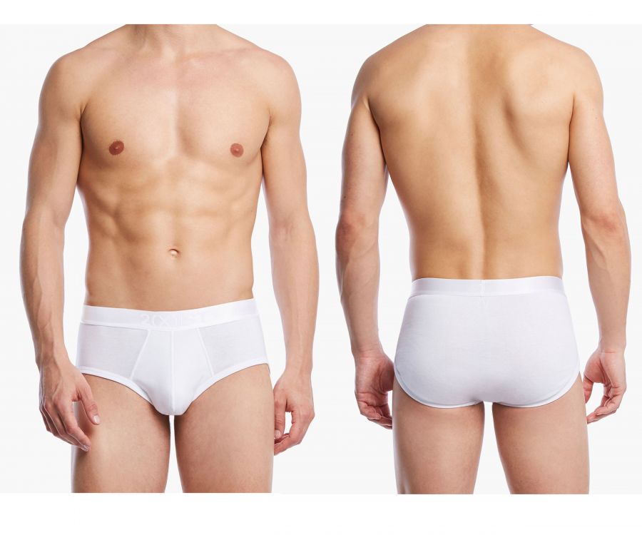 2(X)IST 3104100301 Pima Cotton Contour Pouch Briefs White