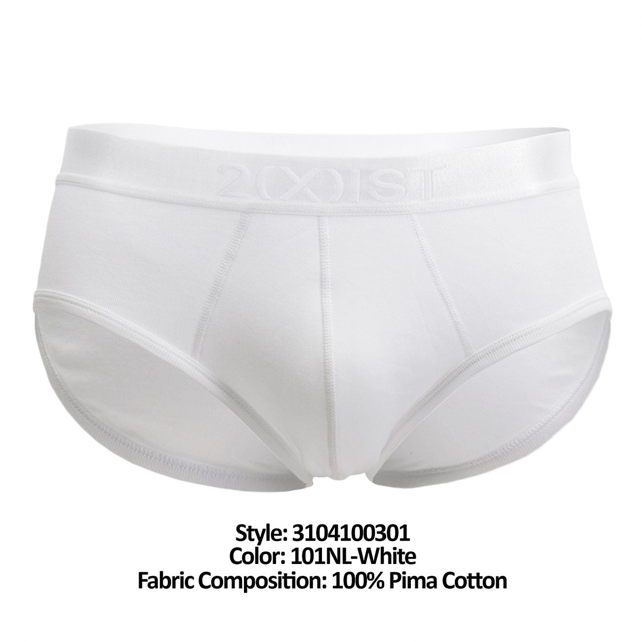 2(X)IST 3104100301 Pima Cotton Contour Pouch Briefs White