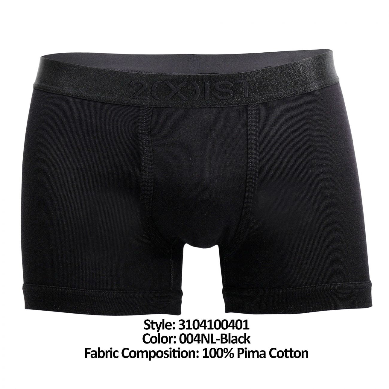 2(X)IST 3104100401 Pima Cotton Boxer Briefs Black