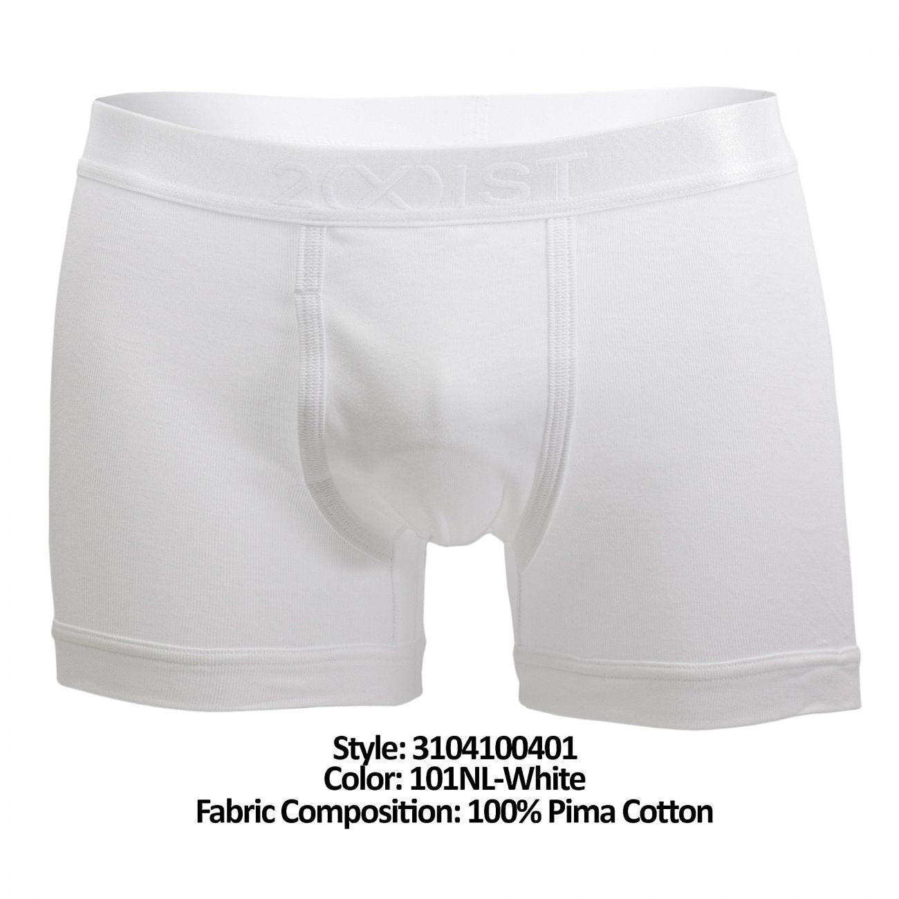 2(X)IST 3104100401 Pima Cotton Boxer Briefs White